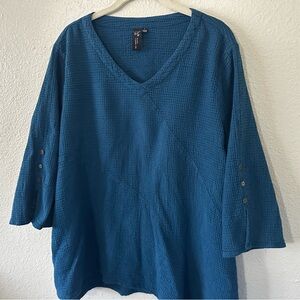 Focus Casual Life |  100% Cotton Blue Waffle Knit Tunic Size Large